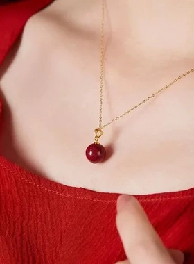 锁骨链项链高含量转运珠百搭红豆朱砂女吊坠紫金沙原矿吊坠相思豆