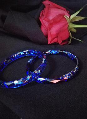 树脂银箔饰品刻面手镯定制