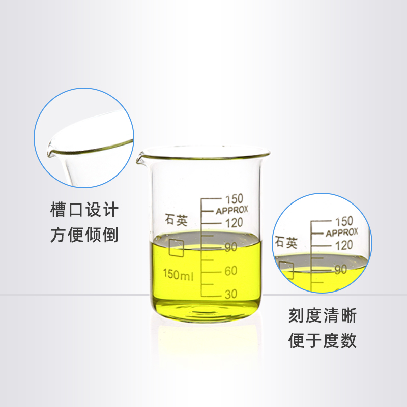 石英带刻度烧杯耐高温高纯度防腐蚀实验教学透明玻璃仪器5-5000ML - 图1