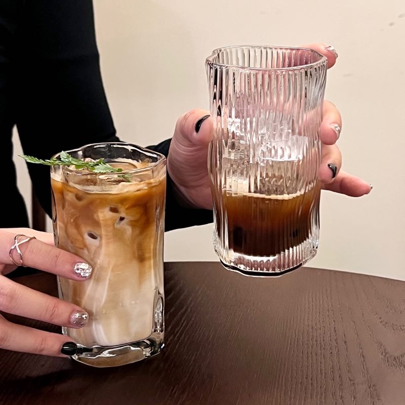 ins风不规则扭扭杯冰美式拿铁咖啡杯玻璃杯餐厅果汁杯冷饮杯水杯-图0