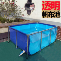 Canvas Fish Pool Bracket Transparent Plastic Thickened Patio Swimming Pool Knife Scraped Turtle Brocade Carp Pool Respo Captive Aquarium