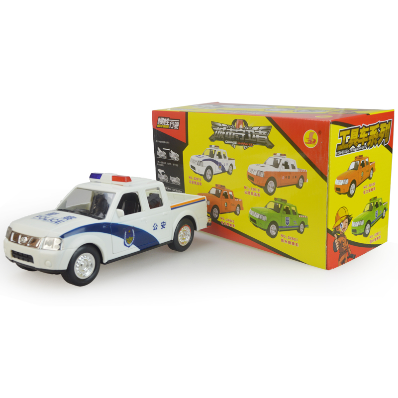 力利警车警用皮卡大号惯性玩具车警察车可开门儿童玩具模型礼物-图3