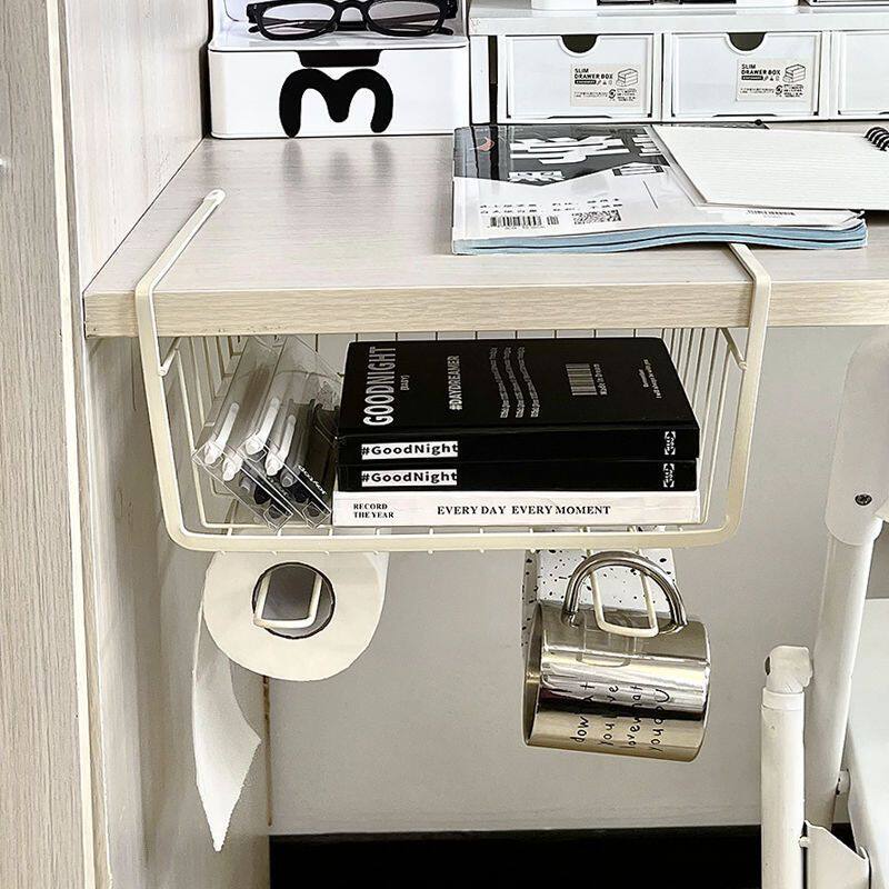 桌下收纳挂篮桌面宿舍好物衣柜分层神器柜子床头下铺悬挂置物架子 - 图3