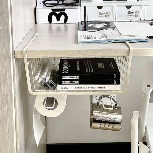 桌下收纳挂篮桌面宿舍好物衣柜分层神器柜子床头下铺悬挂置物架子 - 图3