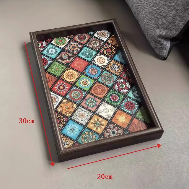 High-end retro tea tray walnut jewelry rectangular light luxury wooden storage wine glass tea hydrological tea tray