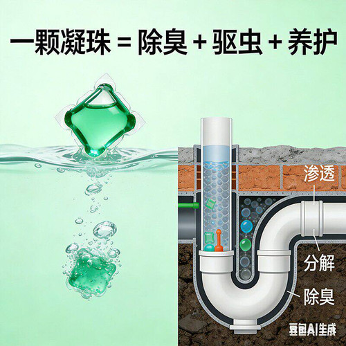 下水道除臭凝珠高浓度防返臭神器厨房厕所返除臭味地漏卫生间通用 - 图0