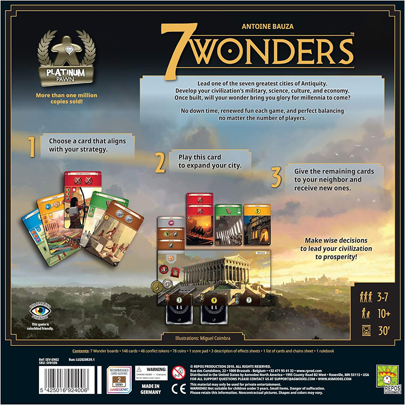 世界文明七大奇迹策略家庭桌面游戏玩具正版7 Wonders Board Game - 图0