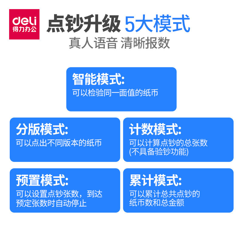 【支持2019新版人民币】得力验钞机 一望办公点钞机