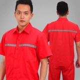 Заправочная станция Антистатическая рабочая одежда с длинным коротким рукавом летние тонкие красные заправочные станции нефтяной ремень отражающая полоса.