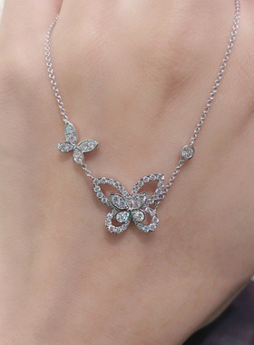 蝴蝶项链锁骨链蝴蝶925银锁骨链