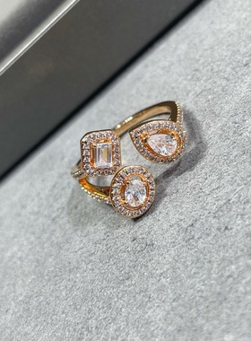 冰糖水滴开口戒指V金轻奢女