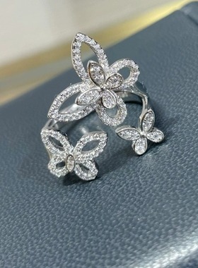 满钻蝴蝶戒指V金轻奢女款