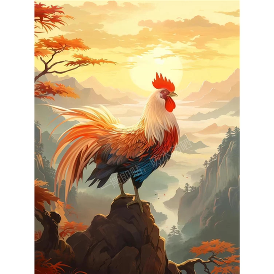 鸿运当头公鸡图片怀旧年画真大公鸡墙面自贴防水卧室门窗贴画