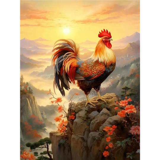 鸿运当头公鸡图片怀旧年画真大公鸡墙面自贴防水卧室门窗贴画
