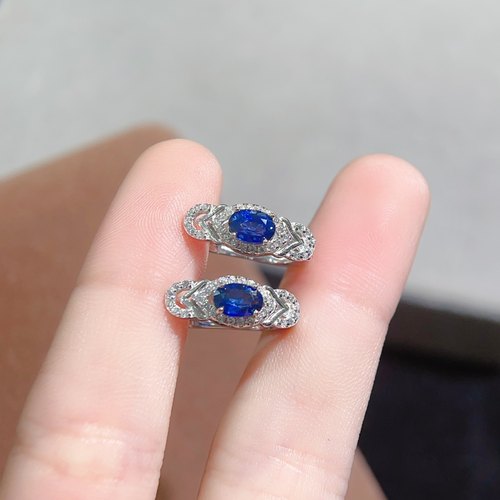 【中国地质大学】天然蓝宝石耳扣 、耳环！经典镶嵌，多角度爆闪 - 图2