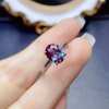 Alexander ring, pure sparkling, super beautiful, color changing, S925 silver set with 7*9mm