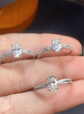 莫桑钻戒指，主石1克拉，5*7mm vvs的净度，925银精工镶嵌