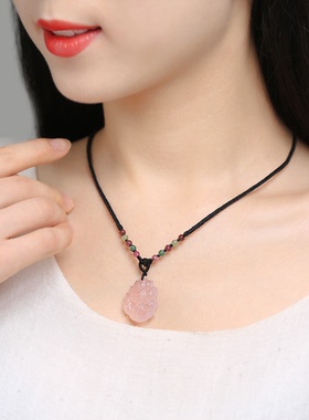 视频祝福粉水晶狐狸吊坠女招桃花