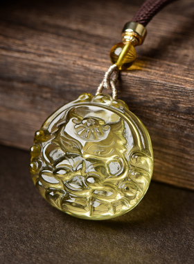 招财转运桃花天然黄水晶狐狸吊坠