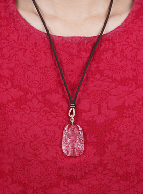 视频祝福白水晶九尾狐五仙吊坠女