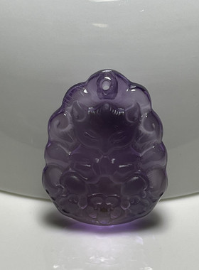 视频祝福天然紫水晶九尾狐狸吊坠