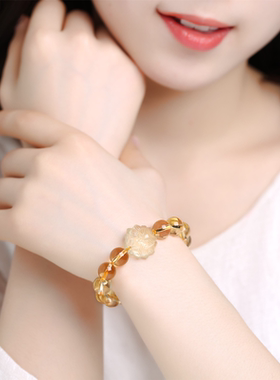 视频祝福黄水晶小九尾狐狸手链女