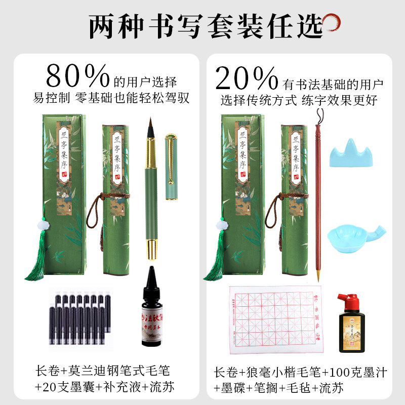 王羲之行书兰亭序原贴长卷毛笔临摹楷书字帖卷轴簪花小楷瘦金体成人练字初学者钢笔式软笔小楷描红书法作品纸