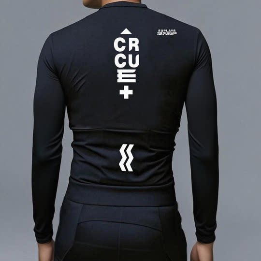 CRCUE秋冬季长袖薄款长袖加绒骑行服上衣套装公路山地车骑行服