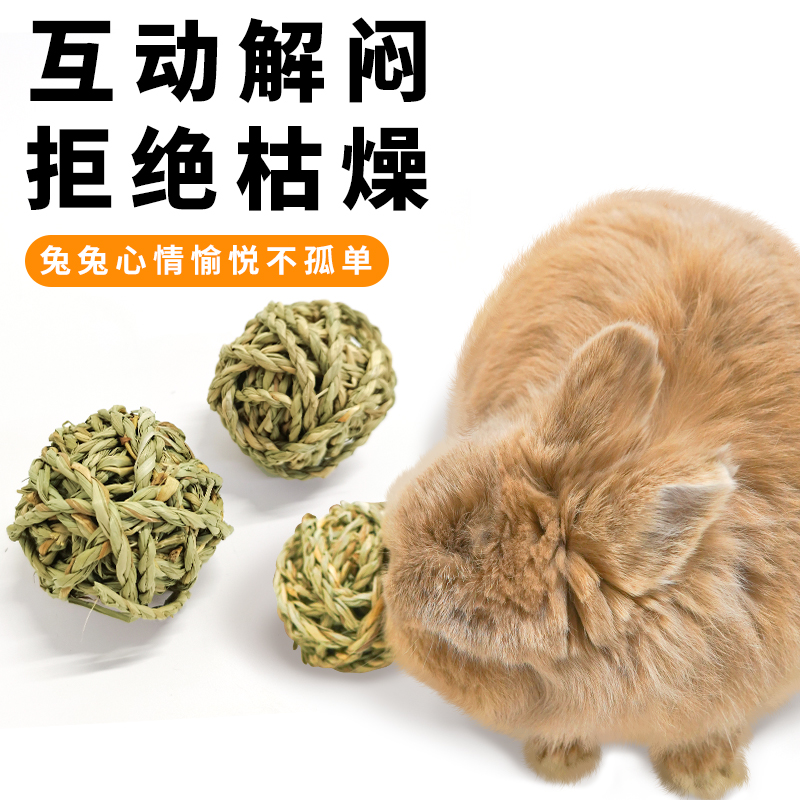 兔子玩具解闷草球磨牙啃咬提摩西草球磨牙神器豚鼠龙猫零食苜蓿草 - 图2