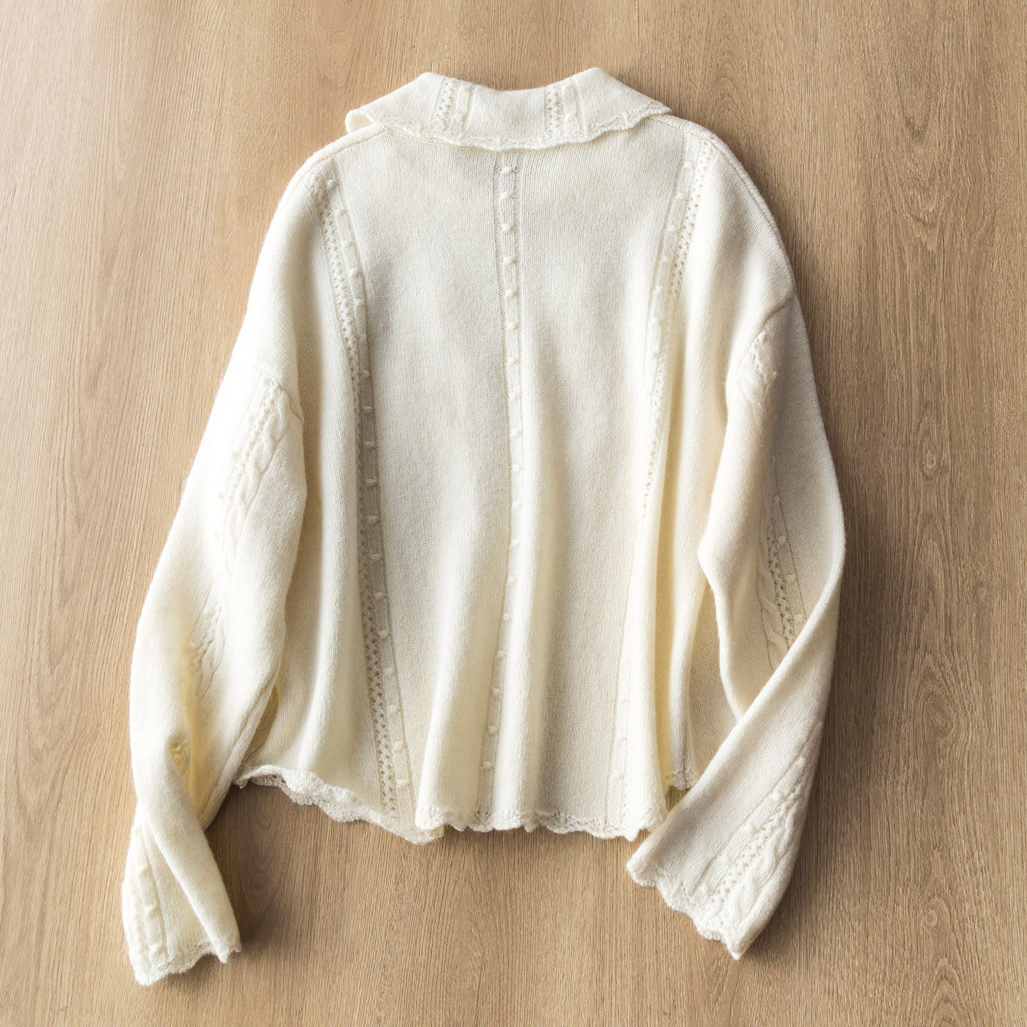 法式甜心~软糯羊毛手工立体刺绣花朵针织衫减龄温柔感翻领毛衣女,淘宝优惠券,粉丝福利购,淘宝优惠卷