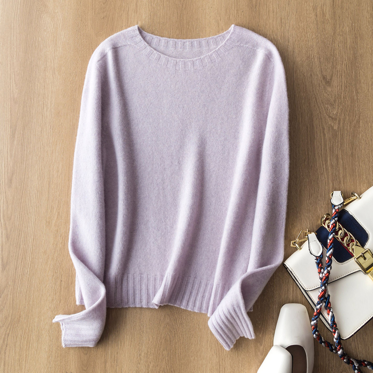 超值！多件囤！轻云软柔羊绒羊毛百搭圆领无缝一体打底针织衫毛衣 - 图2