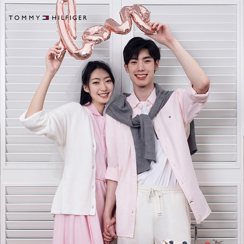 Tommy秋冬女装纯棉休闲简约小绣标纽扣V领合身针织开衫外套 - 图2