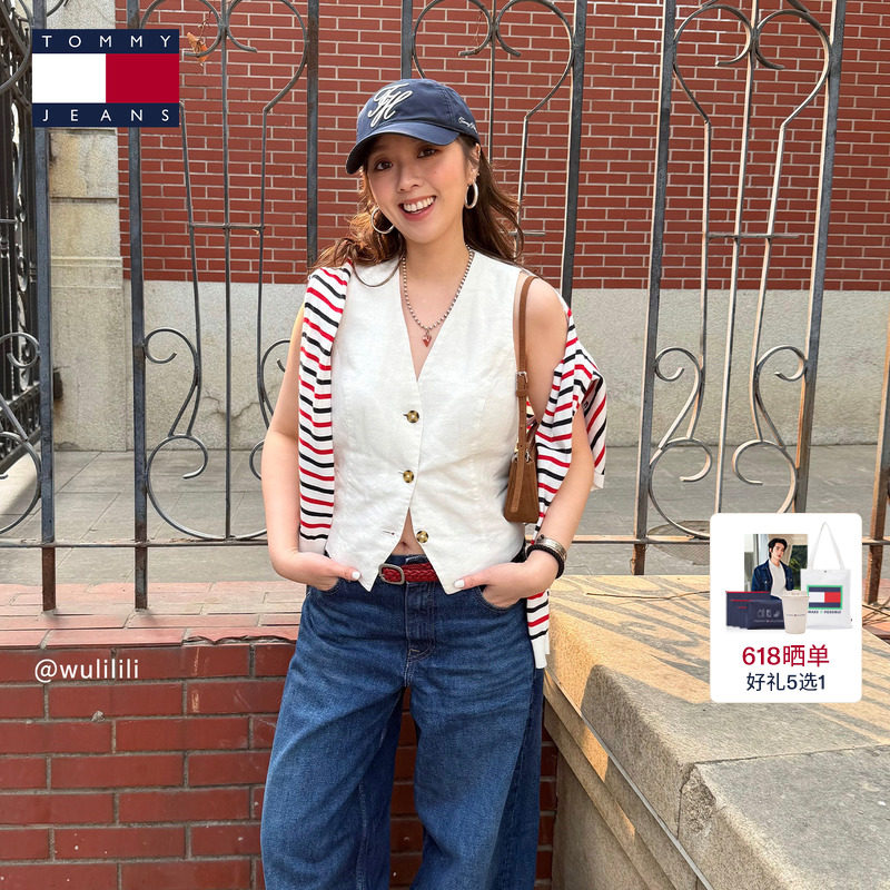 【亚麻混纺】Tommy26春夏新款女装商务休闲通勤叠穿V领西装马甲