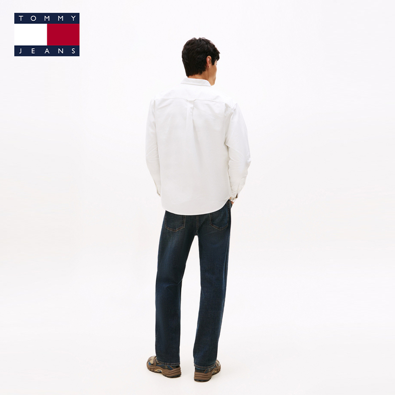 Tommy25秋冬新款男装纯棉牛津纺复古休闲宽松落肩长袖衬衫外套 - 图3