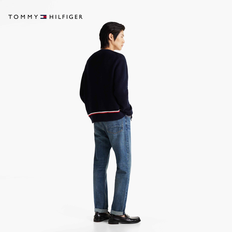 Tommy25春夏新款男装纯棉肌理V领慵懒宽松美式风毛衣针织开衫外套 - 图3