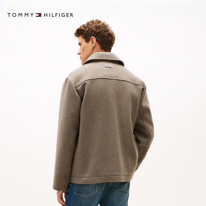 Tommy men's wool-blend lapel coat coat