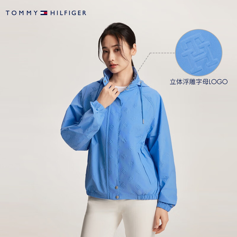 【李沁同款】Tommy 24新款春夏女可收纳帽运动宽松轻薄外套41554-图0