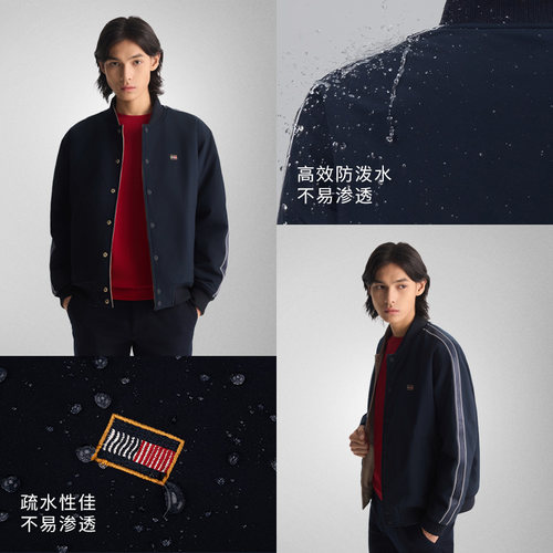 【防泼水】Tommy秋冬男装双面穿美式潮流宽松棒球领棉服夹克外套 - 图3