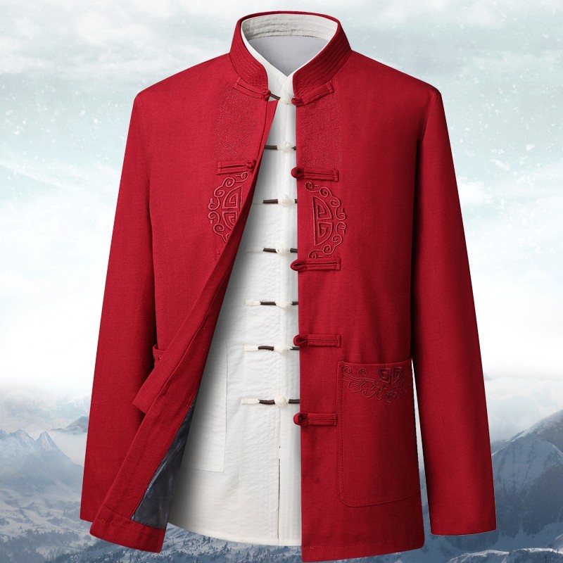 春秋中国风男士汉服中老年人唐装夹克爸爸爷爷生日装复古中式外套,淘宝优惠券,粉丝福利购,淘宝优惠卷