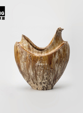 一匚 正品中古风手作陶瓷花器 样板间售楼处民宿设计师会所插花器