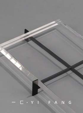 一匚极简水晶方形售楼处桌面摆件