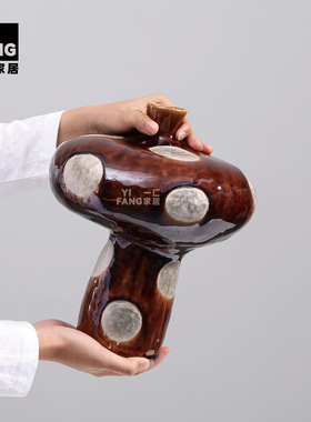 一匚景德镇手作银彩陶瓷花瓶摆件