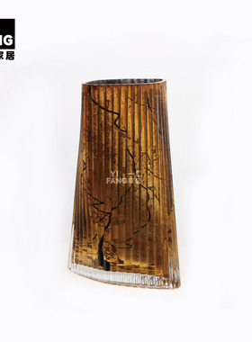 一匚轻奢银箔碎花琉璃花瓶摆件