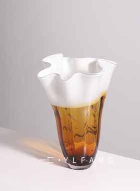 一匚简约琉璃创意花器样板间摆件