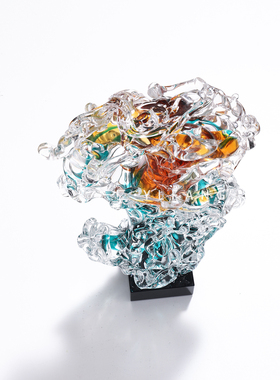 一匚 轻奢太湖石琉璃艺术摆件 样板间售楼处会所办公室饰品