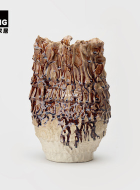 一匚侘寂风手作肌理陶瓷花器