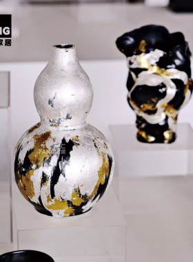 一匚手工描金陶瓷花瓶新中式