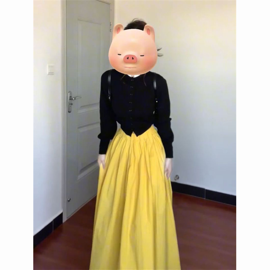 法式温柔风气质假两件黑色针织毛衣开衫搭配黄色半身长裙两件套装 - 图2