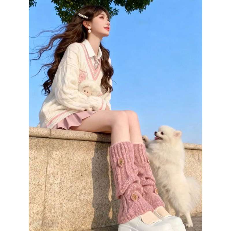 法式软糯学院风V领麻花针织毛衣+白色衬衫+领带+粉色短裙三件套装,淘宝优惠券,粉丝福利购,淘宝优惠卷