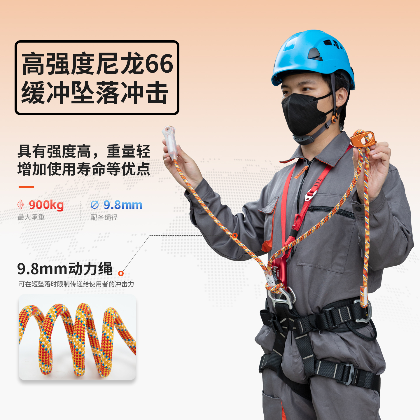 牛尾调节器户外攀岩动力绳双挽索速降保护可释放锚点高空防坠装备 - 图0